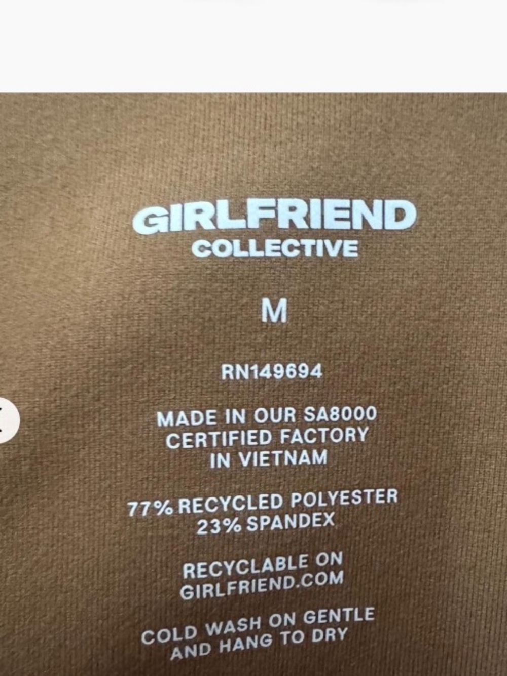 Girlfriend Collective Track Jacket NWT | Medium • Tan • Ruched Front • Sleek - Picture 6 of 6